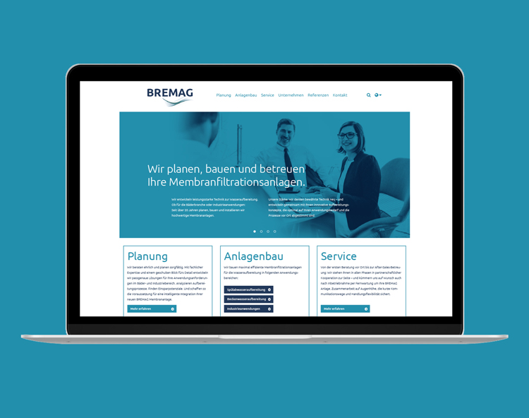 Bremag-Webseite auf Laptop