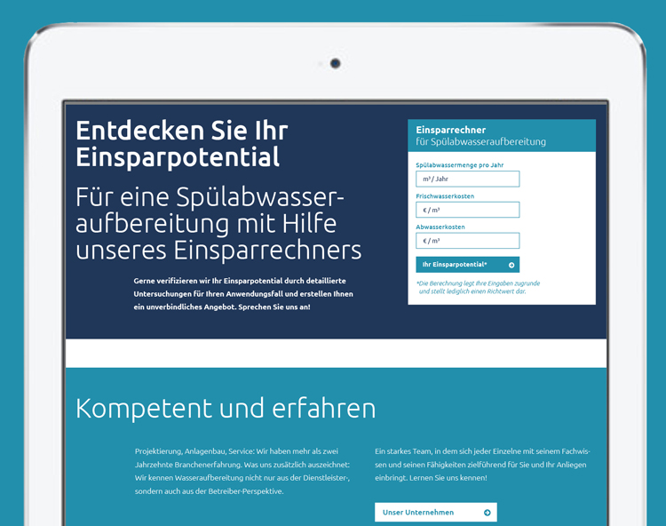 Rechnertool der Webseite in der Mobilansicht