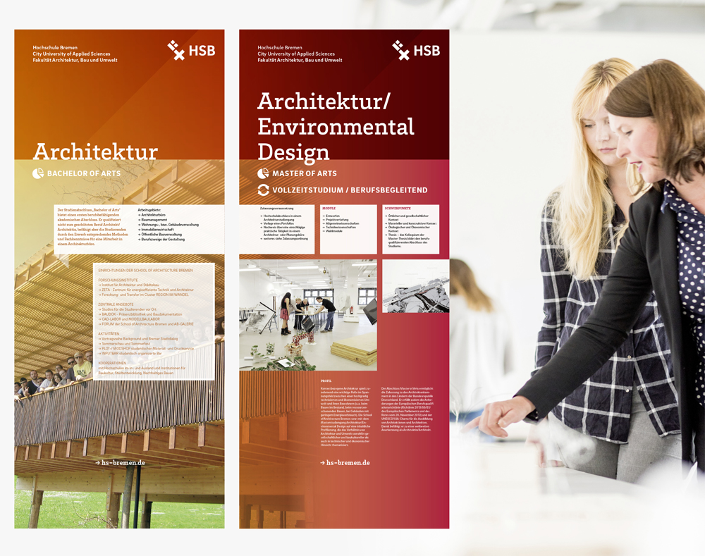 Rollups für Architektur als Demonstration für Layout-Gestaltung
