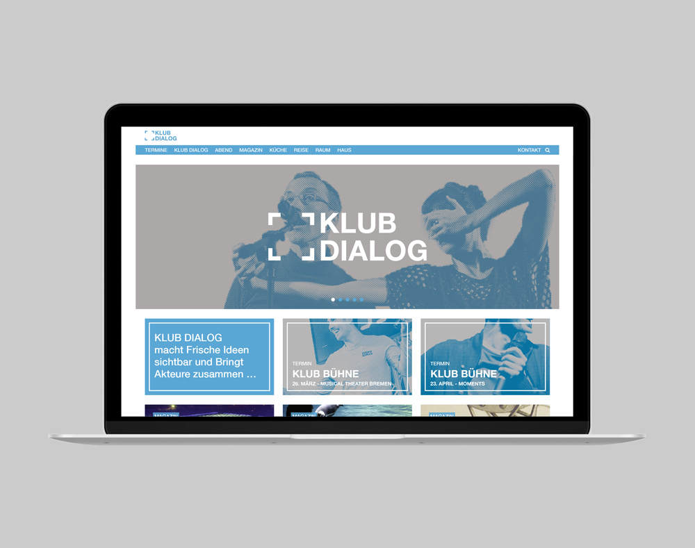 Klub Dialog Webseite auf Laptop