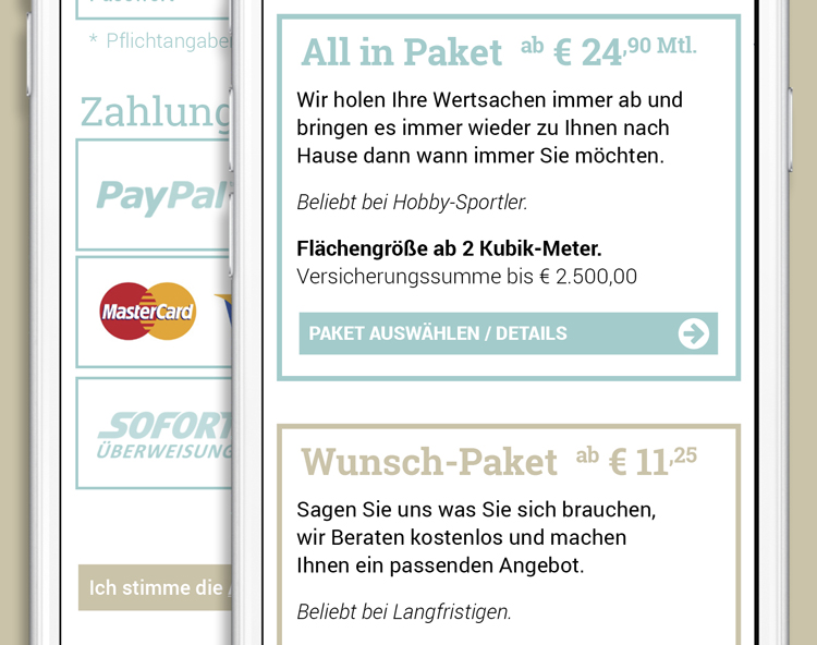 Ausschnitte des Shops in der Mobilansicht auf Smartphone