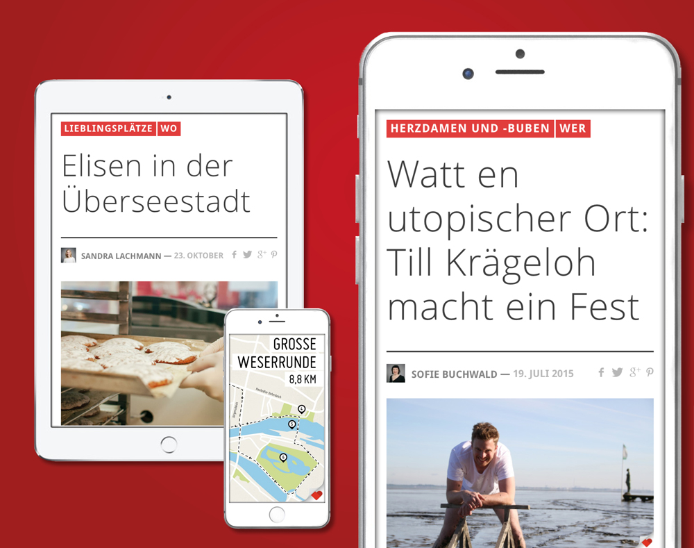 Ansicht der responsiven Webseite auf verschiedenen Endgeräten
