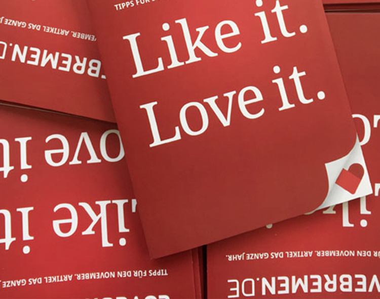 Flyer mit Aufschrift „Like it. Love it.“