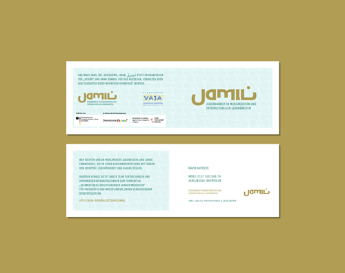 Vorder- und Rückseite der Visitenkarten für Jamil